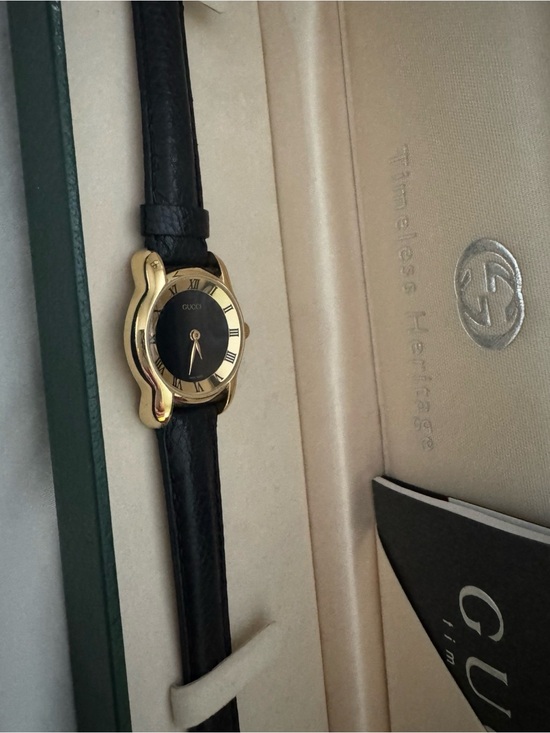 Gucci Accessories - Gucci Black Dial Gold-Tone Women's Leather Strap Watch